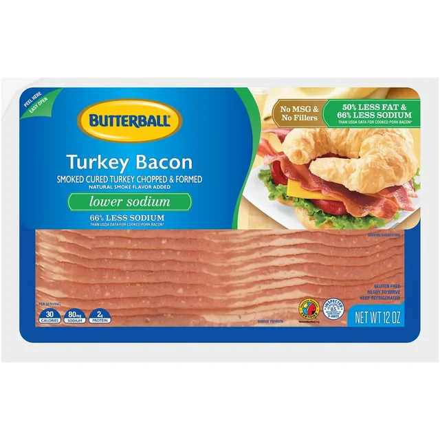 Butterball Lower Sodium Ready to Serve Turkey Bacon Gluten Free 12 oz
