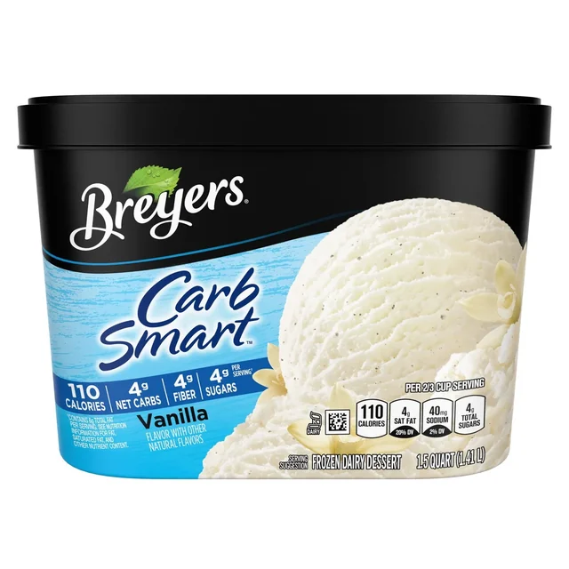 Breyers CarbSmart Vanilla Frozen Dairy Dessert Gluten Free Kosher Milk 48 oz 1 Count