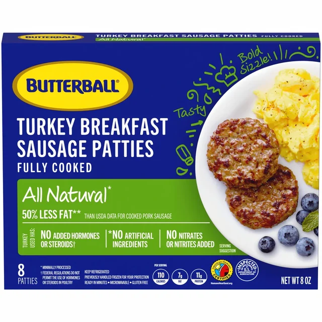 Butterball All Natural Turkey Breakfast Sausage Patties 8 oz Pack